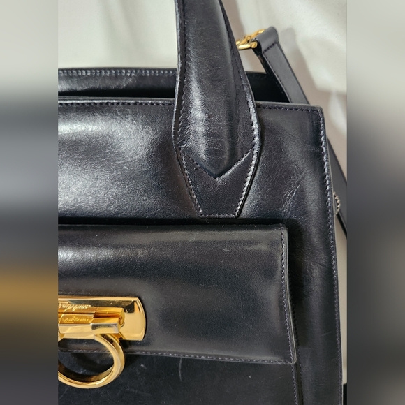 Salvatore Ferragamo Vintage Black Satchel with Gold Accents - Picture 3 of 16
